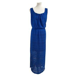 Lace Overlay Sleeveless Maxi Full Dress Sz 14. Plus size MTB Gown Royal Blue